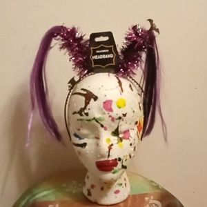 Halloween Cheerleader Headband With Garland,Bats and Faux Hair
